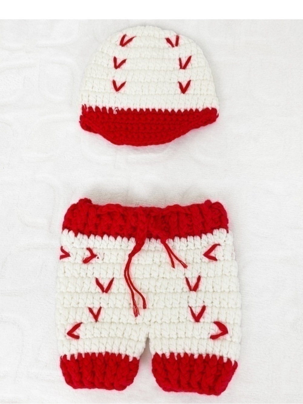BABY Baseball Crochet Hand Knit Shorts Hat Outfit  Baby Photography newborn-3M